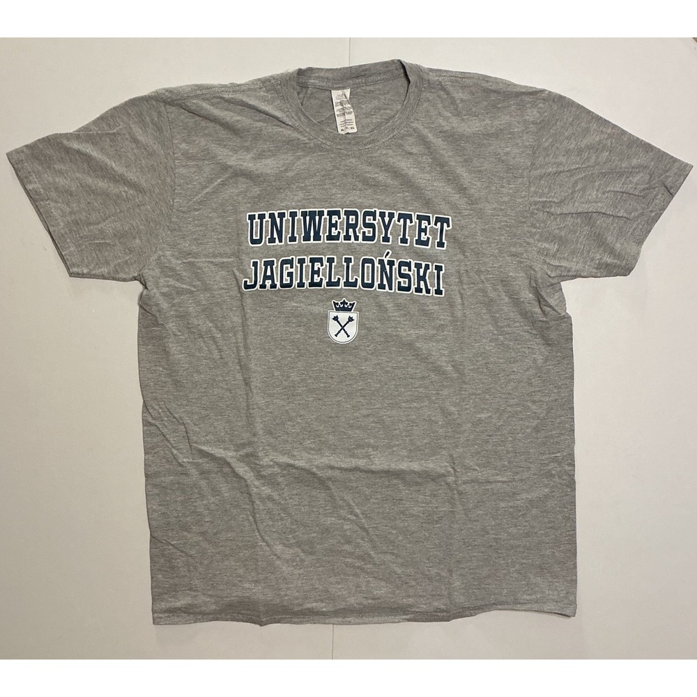 Gildan Uniwersytet Jagiellonski T Shirt Mens XL Gray Polish University Graphic